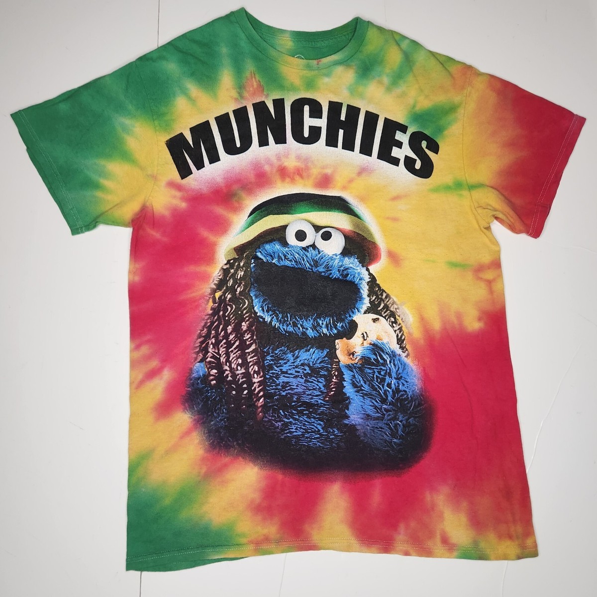 Cookie Monster Munchies Sesame Street Mens Size Small Tshirt Rasta