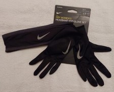 Nike Dri-Fit Running Womens Size XS/S Black Anthracite Headband And Glove Set