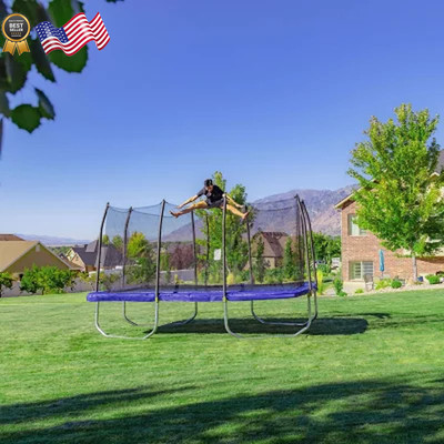 Skywalker Trampolines 15Ft X 9Ft Rectangle Trampoline with Enclosure Blue