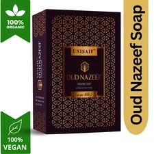 Unisaif Oud Nazeef Organic Soap Bar 125g, Shea Butter, Gentle for Dry Skin