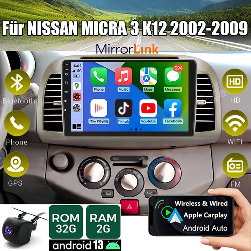 Für Nissan Micra 3 K12 2002-2009 Android 13 Autoradio Apple CarPlay GPS Navi