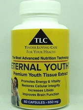 YOUTH TISSUE EXTRACT TLC ETERNAL YOUTH 60 CAPS 650 MG  ANTI AGING FEEL YOUNGER