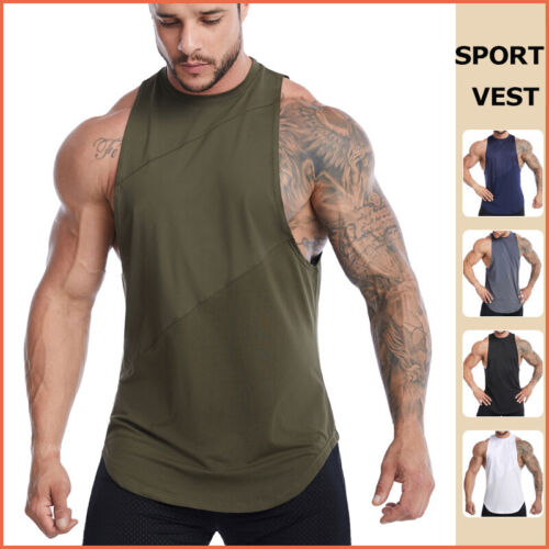 Gilet d'entraînement sport pour hommes débardeur gymnastique muscle musculation sport T-shirt pull - Photo 1 sur 23