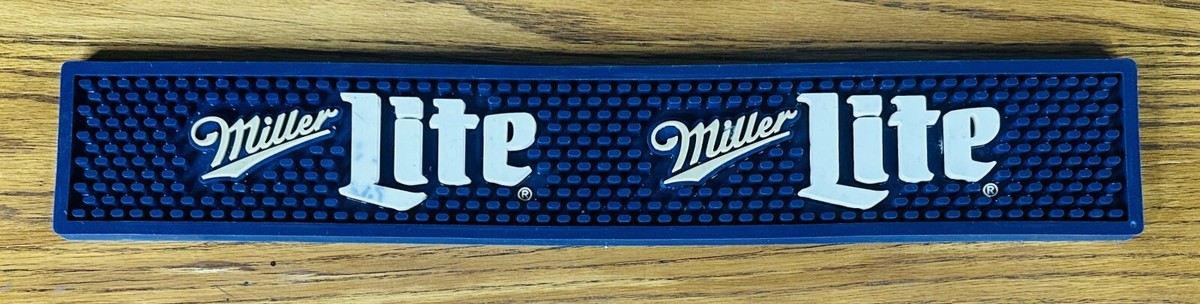 MILLER LITE RUBBER BAR COUNTER SPILL Rail Mat Navy Blue Beer