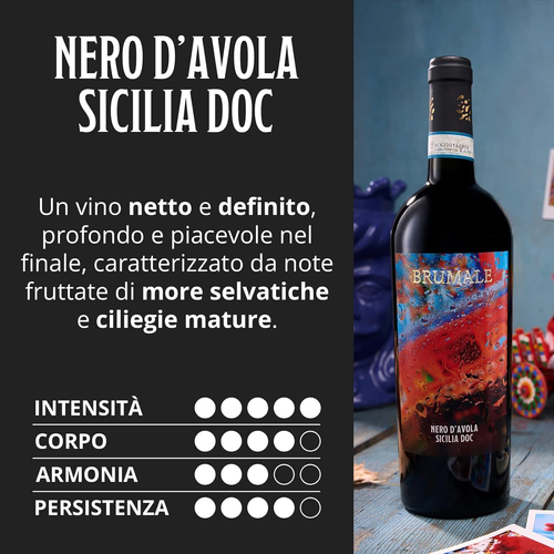 Brumale - Vino Rosso Nero D'Avola Sicilia DOC - Bottiglia Da 750 Ml - Foto 2 di 6