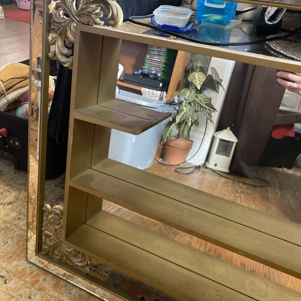 Vtg. Mid Century Modern Illinois Moulding Co Shadow Box Mirror Wall Shelves - Image 3 of 4