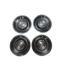 Vintage Cadillac Hubcaps Set of 4 Chrome Wheel Covers Turbine Crest Emblem