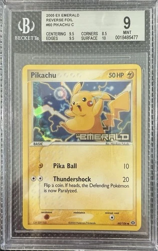 Pikachu #60/106 - Reverse Holo - 2005 Pokemon Ex Emerald - BGS 9 - Low Pop!