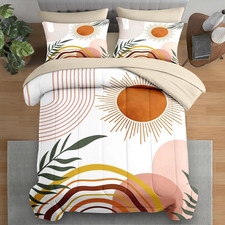 Queen Comforter Set with Sheets, 7 Pieces Boho Retro Bedding Bed in a Bag for