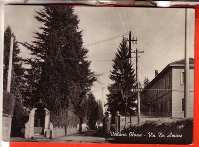 POSTCARD VEDANO OLONA B/W TRAVELLED 1954 VIA DE AMICIS OCC