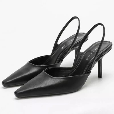 Damen Slingback Absatz Mittelhoch Elegant Büro Klassisch V9K7L