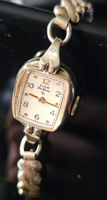Vintage Elgin DeLuxe Ladies Watch 10K GF Art Deco Cocktail Kestenmade Band USA