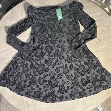 Women's Long Sleeve Brushed Lace Skater Dress - Wild Fable Black Size XS