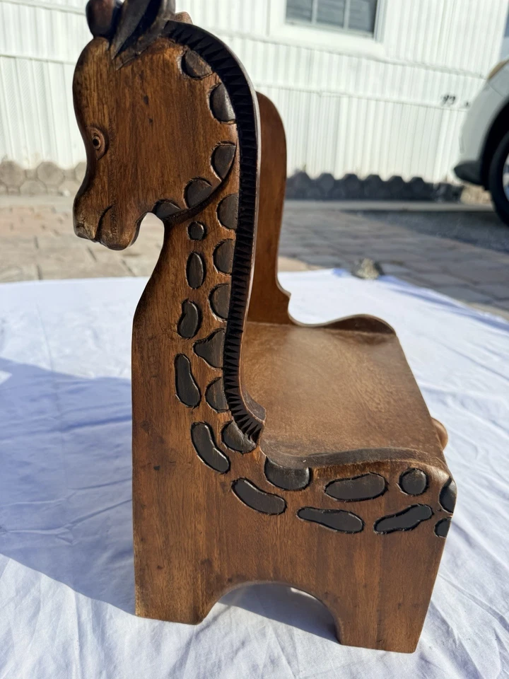 Резной деревянный подножка стул жираф ручной работы с ящиком для хранения декор детской комнаты - Изображение 2 из 4