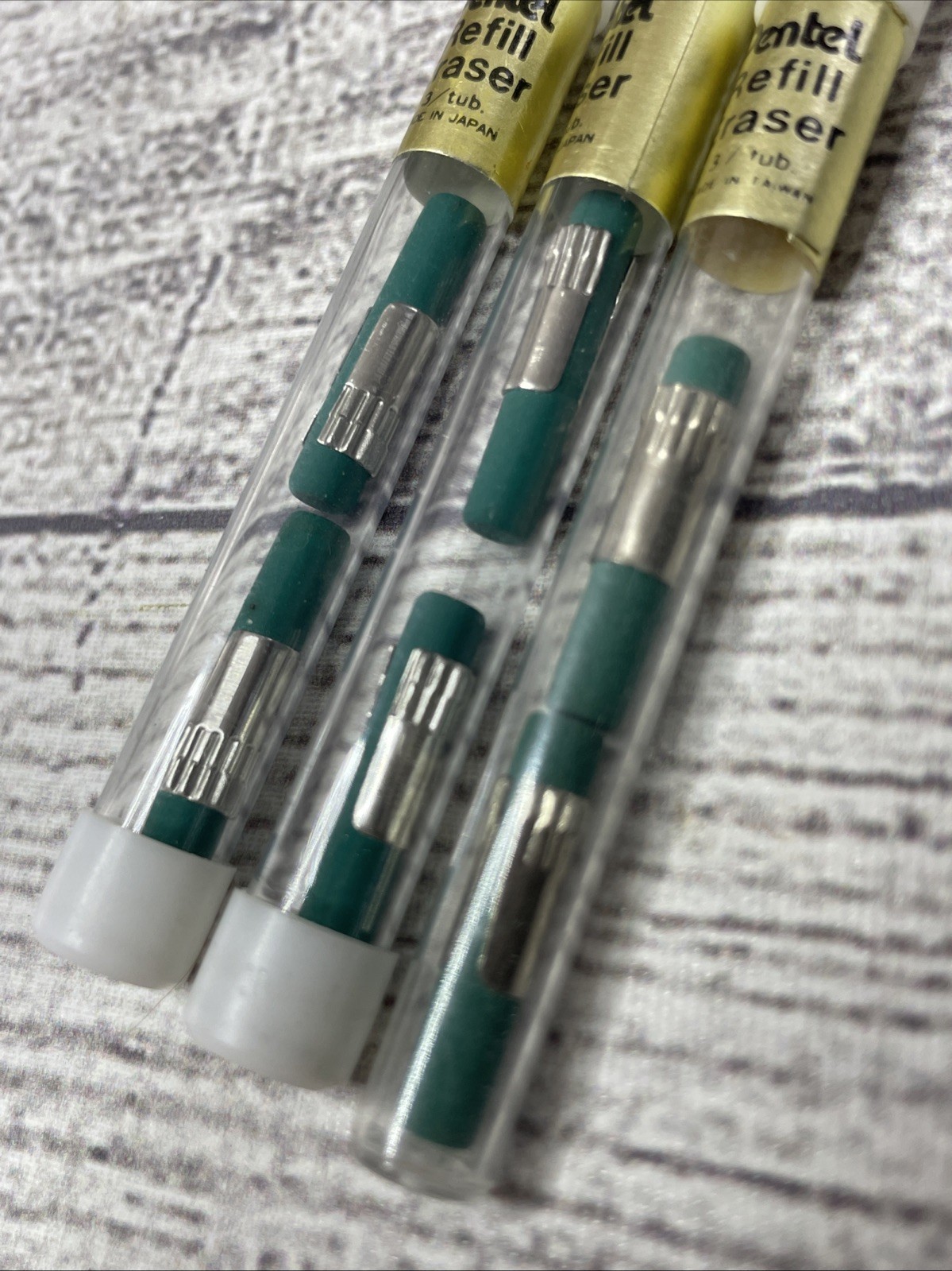 3 Tubes PENTEL Green Refill Erasers for Mechanical Pencil [6 total erasers] VTG