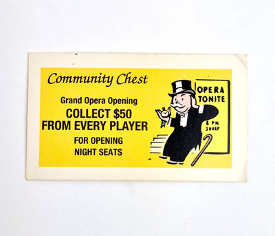 1995 Monopoly Deluxe Edition Community Chest  Collect $50  Card Replacement
