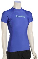 O'Neill Women's Basic Skins SS Rash Guard - Tahitian Blue - New