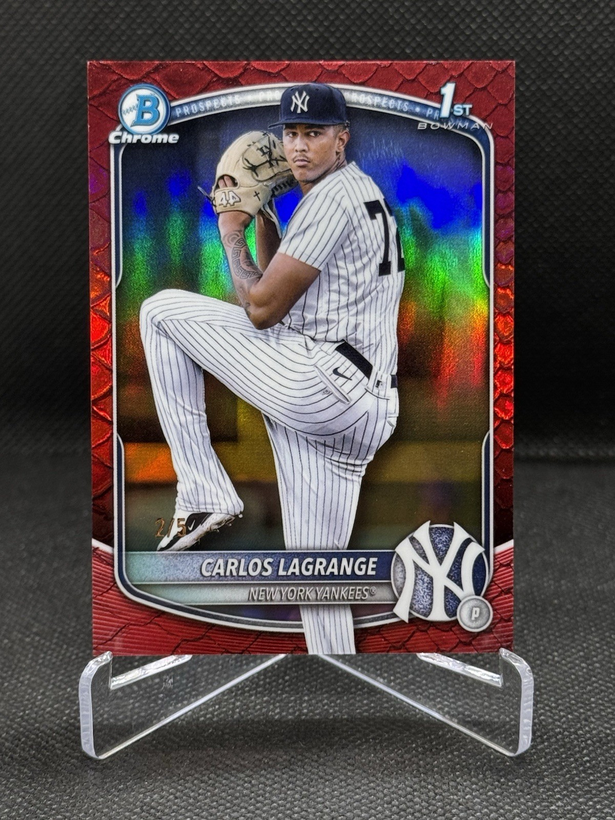 Carlos Lagrange 2025 Bowman Chrome Reptilian Red Refractor /5 #BCP-202 Yankees