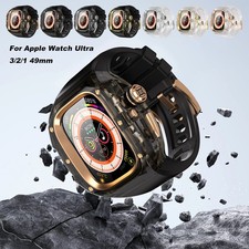 Quick-release Rugged Case Silicone Metal Strap For Apple Watch Ultra 3/2/1 49mm