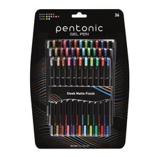 Pentonic Gel Pens, 36 Count, Assorted Colored Ink 12 Colors, 3 Of Each Color ,