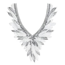 Angel Wing Embroidered False Collar Design Double Layer Organza With Beaded