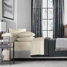 Members Mark 700 TC Hotel Premier Egyptian Cotton Striped Sheet Set Full Ivory