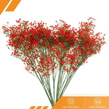 25Pcs Fake Gypsophila Artificial Flowers Bulk, PU Artificial Flower Branch Red