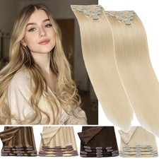 Blonde 8A REAL Human Hair Extensions Clip In Real Remy Hair Extensions Full Head
