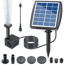 2W Solar Bird Bath Pump with USB Charging for Pool Pond Garden Decoration Sol...