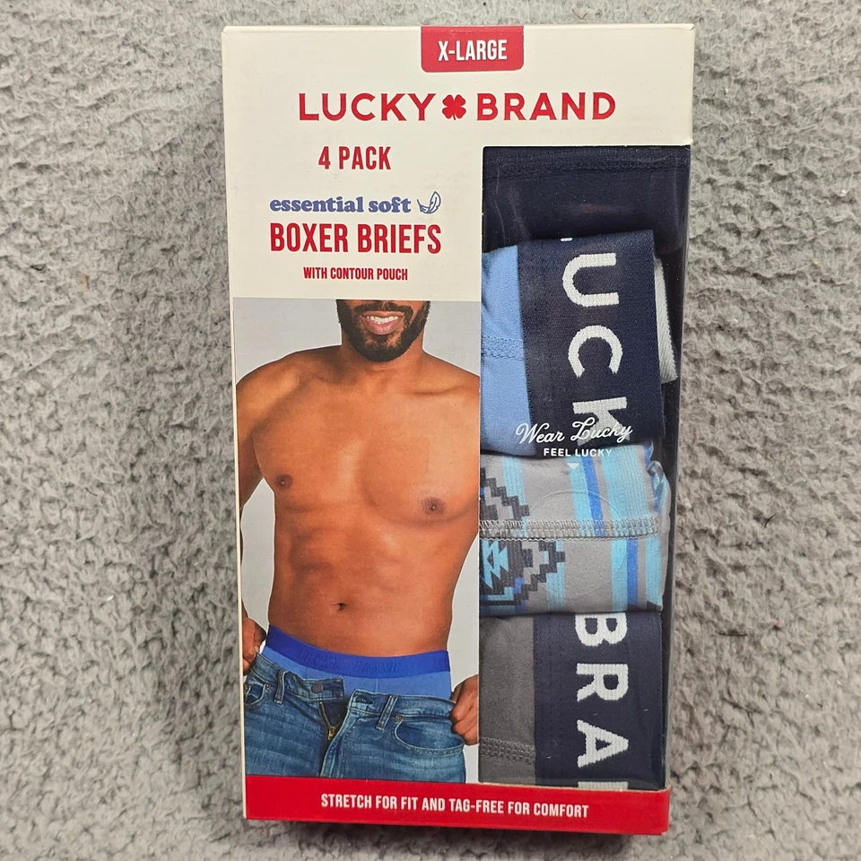 Calzoncillos boxer Lucky Brand para hombre XL 40-42 azul paquete de 4 ropa interior suave elástica nuevos con etiquetas Foto 2 de 4