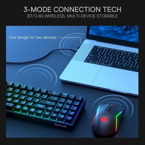 Redragon BS136 Gaming Keyboard & Mouse Combo Tri-Mode Wireless RGB Mechanical - Picture 9 of 12