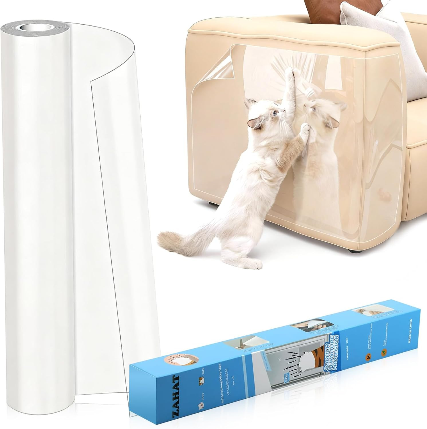 Protezione Divano Graffi Gatto, Proteggi Divano Gatti Graffi Trasparente, PVC An