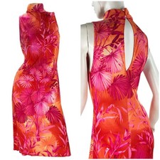 S/S 2000 Vintage Gianni Versace Couture Jungle Print Dress Sz 42