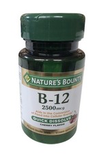 Nature's Bounty Vitamin B12 2500mcg 75 Quick Dissolve Tablets Energy Cherry 4/28