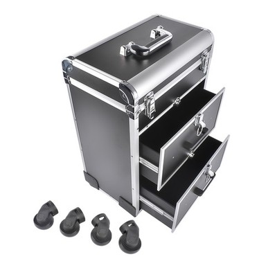 Professional Rolling Makeup Train Case w/Drawers Large Cosmetic Trolley w/ Locks
