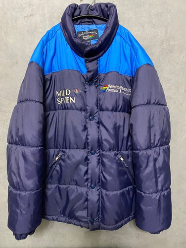 Benetton, Vintage Benetton Formula 1 F1 Navy Padded Jacket M Mild Seven From Japan