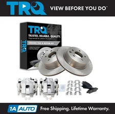 TRQ Rear Brake Calipers Ceramic Pads & Rotors Fits Infiniti G25 G37 Nissan 370Z