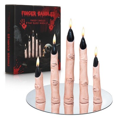 Halloween Decorations Bleeding Finger Candles for Mantel, 5 PCS