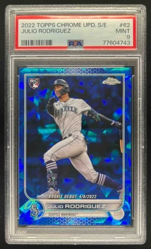 2022 Topps Chrome Update Sapphire Julio Rodriguez RC #US62 Mariners PSA 9