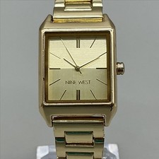 Nine West Womens Watch 24mm Rectangular Dial Gold Tone Bracelet 7.25"