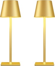 2 Pack Gold Rechargeable Table Lamps,Cordless Lamp with  Gold Set of 2