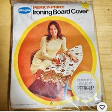 VTG Magla Ironing Board Cover Cotton 1970s Mod Floral Retro Perky Print USA NOS