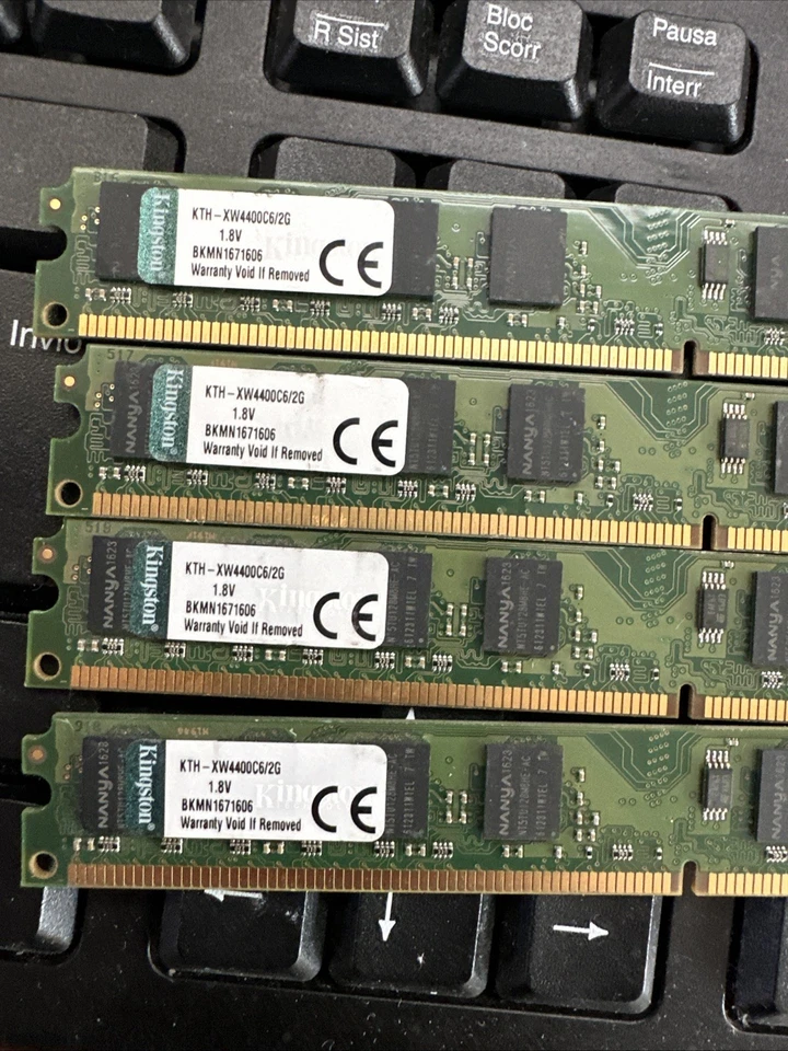 8GB ram memoire KINGSTON KTH-XW4400C6/2G pc2-6400 800mhz DDR2 (4x2GB) - Immagine 2 di 4