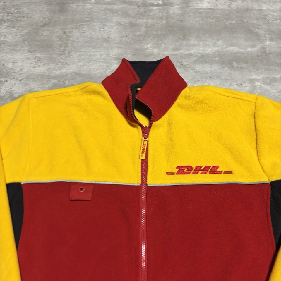 DHL Fleece Jacket Men's Large Multicolor Colorblock Full Zip Windbreaker A1 - Image 2 of 4