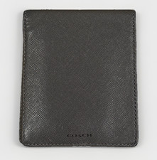 COACH Men's Bifold Wallet Charcoal Gray Crossgrain Leather Card Holder Billfold