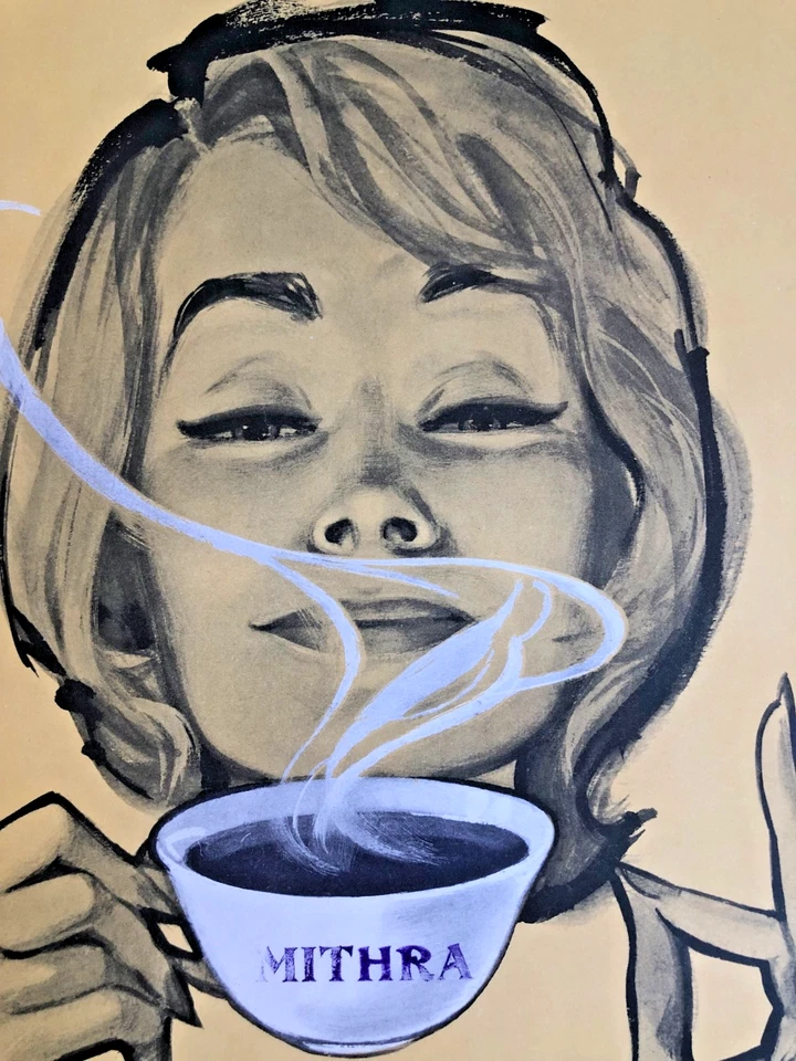 Affiche d'époque 1950-60 Campagne pub."PAUSE-CAFÉ" dessin de P. COURONNE-26x39cm - Photo 4/4