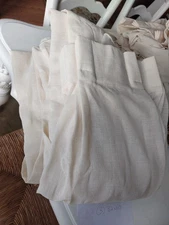 Pinch Pleated Linen Curtains 3- 32x119" Heavy Panels Set Natural Beige Off White