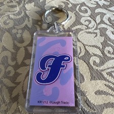 Letter F Monogram Keychain Stylized Cursive Letter Pink 1990s Plastic