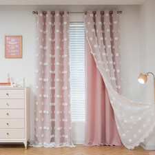 Pink Curtains for Girls Bedroom 84 Inches Long Blackout Nursery Curtains Double
