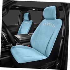 Car Seat Covers Short Plush Silver Diamond Graphic Universal Light Blue